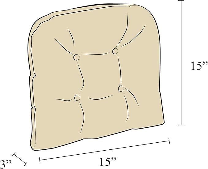 Klear Vu Gripper Overstuffed Universal Non-Slip Dining Chair Cushions for Kitchen Decor or Office Use, U-Shaped Skid-Proof Seat Pad, 15x15 Inches, 2 Count (Pack of 1), Solid Ivory