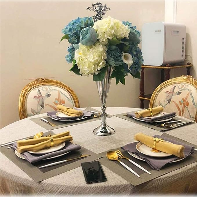 2 Pcs Metal Wedding Flower Trumpet Vase Table Decorative, Wedding Decorations for Reception, Home Decor, Large Party Event Decoration Silver