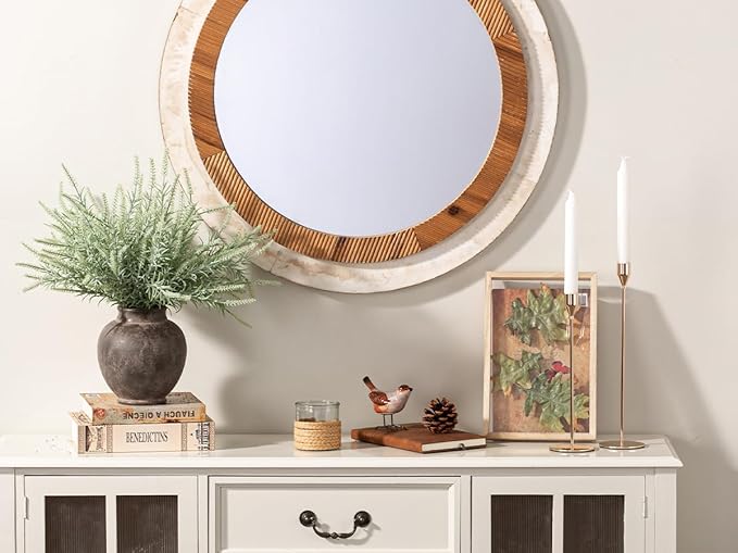 Ceramic Flower Vase, 6.7 Inch Rustic Farmhouse Decorative Vase Pottery Pampas Grass Vases for Home Decor Table Living Room Entryway Mantel Bookshelf Bedroom Bathroom Kitchen - Brown