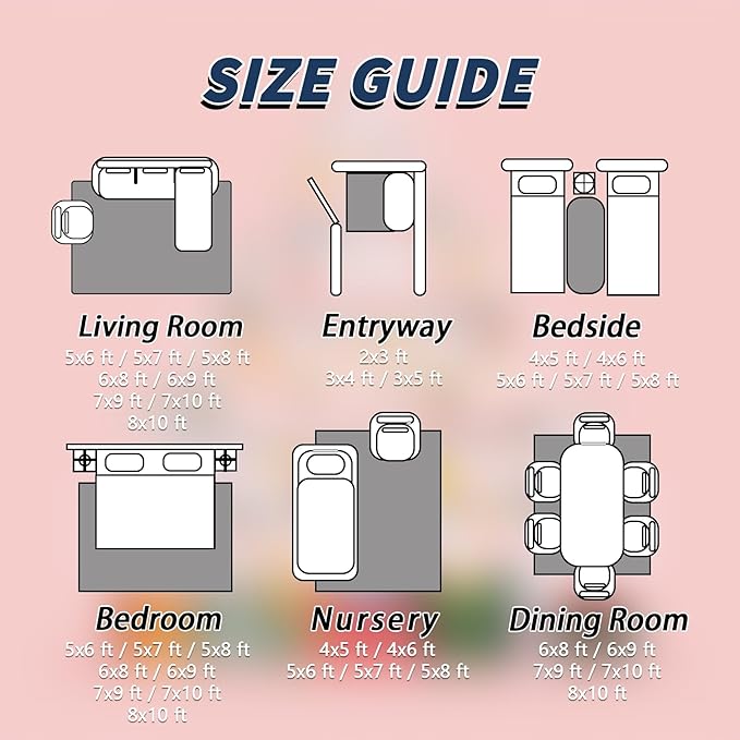 Christmas Tree Area Rug, 6x9 Rug for Bedroom, Girls Pink Christmas Holiday Washable Rugs for Living Room, Non Slip Soft Low Pile Stain Resistant Carpet, Kids Xmas Room Decor