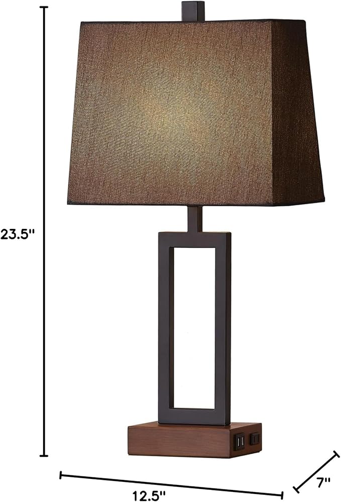 Touch Control Table Lamps Set of 2, Modern Bedside Lamps with 2 USB Charging Ports & AC Outlet, 3-Way Dimmable Wood Nightstand Lamp for Living Room Bedroom End Table Office Black(2 LED Bulbs Included)