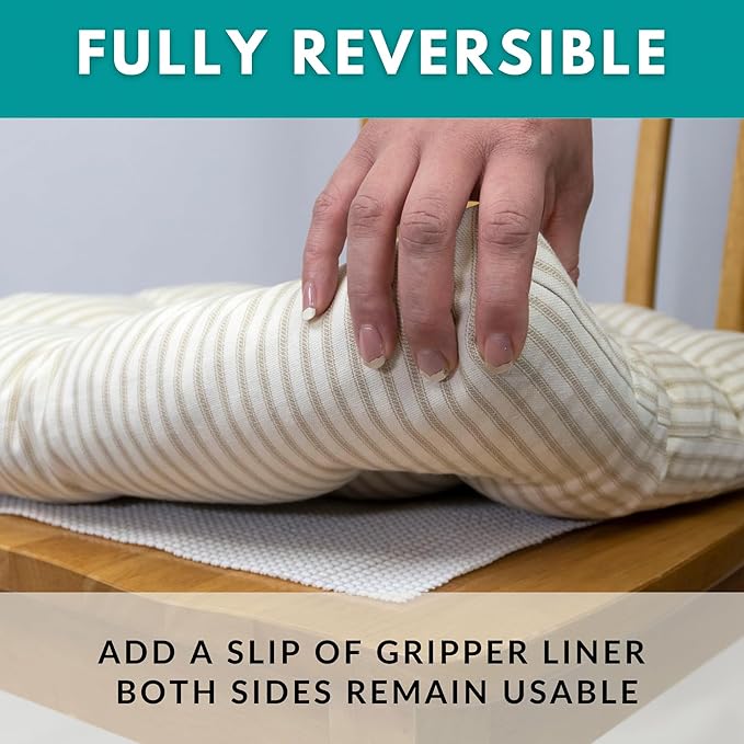 Barnett Home Decor Dining Chair Cushions, 16.5 x 18, Pack of 2 – Ticking Stripe Navy Blue – 100% Cotton, Latex Foam Fill