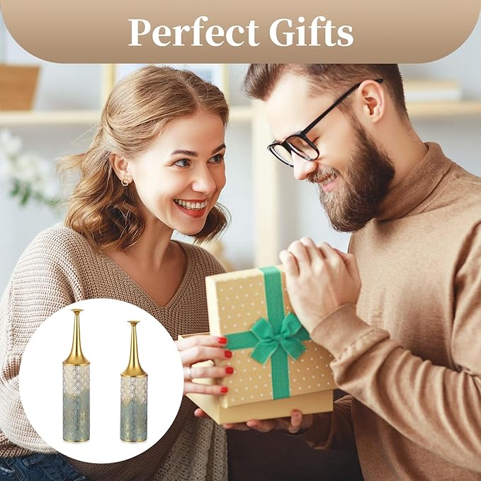 Sziqiqi Large Floor Vases Decorative Tall- 23.4/26in Set of 2 Coastal Big Vase for Home Decor Living Room Rustic Flowers Vases Metal Plant Farmhouse Vases for Pampas Grass Feathers Twigs Branches