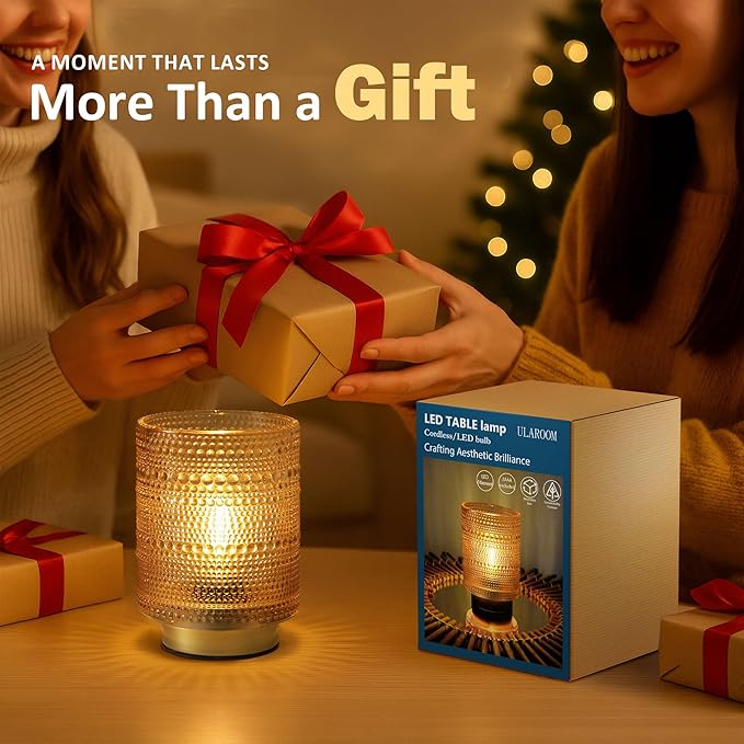 Battery Operated Decorative Lamp with Timer for Bookshelf/Bedside/Coffee Table Decor,Small Cordless Table Lamps with LED Warm Bulb for Dorm/Office/Patio/Entryway/Mantle/Home Decor(Golden)