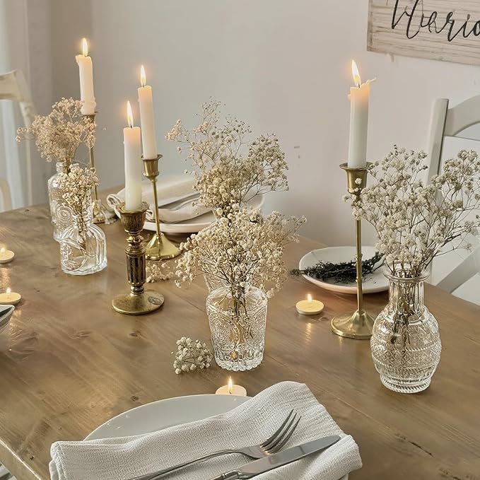 Glass Bud Vase Set of 33 Pcs Small Minimalist Vases for Flowers, Vintage Rustic Home Decor for Table Centerpiece Wedding Party, Modern Clear Aromatherapy Bottle for Living Room Bedroom