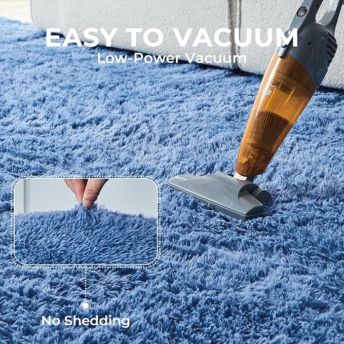 OPPODREAM 4ft Blue Circle Rug for Bedroom, Ultra-Soft Round Rugs 4-ft for Living Room, Fluffy Carpet for Nursery, Kids, Girl, Boy, Baby, Plush, Fuzzy, Shag, Shaggy, Cute Home Decor