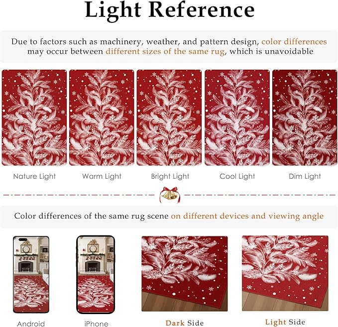 Christmas Round Rug 4ft Red Washable Non-Slip Round Circle Rug Funny Christmas Tree Carpet for Living Room Bedroom Dining Room Playroom Nursery