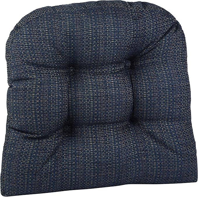 Klear Vu Gripper Overstuffed Universal Non-Slip Dining Chair Cushions for Kitchen Decor or Office Use, U-Shaped Skid-Proof Seat Pad, 15x15 Inches, 4 Count (Pack of 1), Waffle Navy Blue
