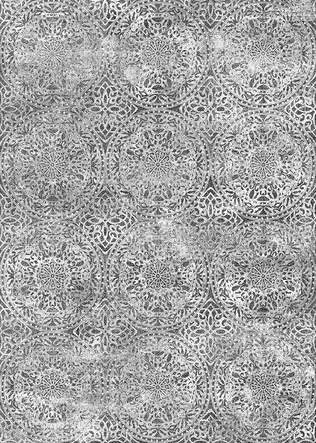 vivorug Round Rug 5ft Vintage-Inspired Round Area Rug Non-Slip Indoor Carpet for Living Room Bedroom Entryway, Stain Resistant Home Decor Circle Rug, Grey Medallion