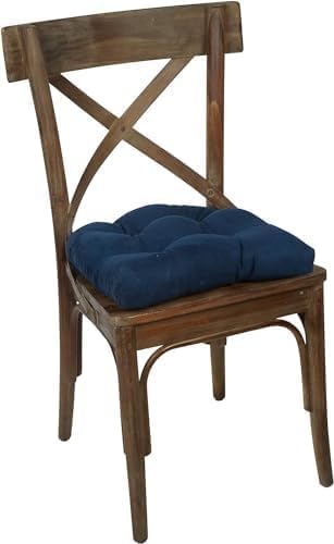 Klear Vu Gripper Overstuffed Universal Non-Slip Dining Chair Cushions for Kitchen Decor or Office Use, U-Shaped Skid-Proof Seat Pad, 15x15 Inches, 4 Count (Pack of 1), Linear Indigo Blue