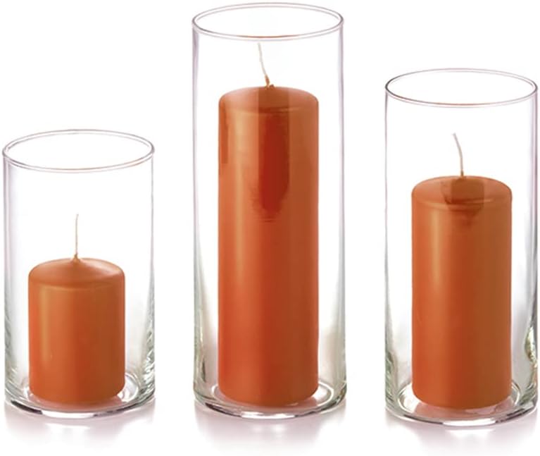 yummi Set of 36 Slim Pillars and Cylinder Vases - Sienna
