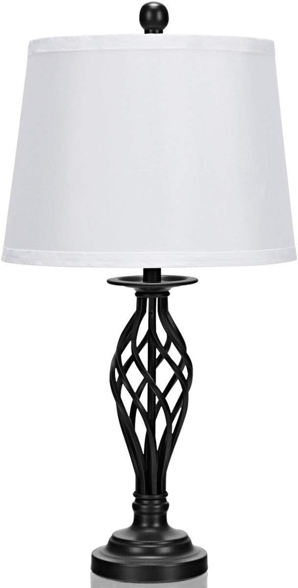 Tangkula Lamp Set 3-Piece Modern Home Living Room Bedroom Antique Bronze Finish Lamps, Floor Lamp and Table Lamps Set with Soft Pleated White Fabric Shades (Antique Bronze)