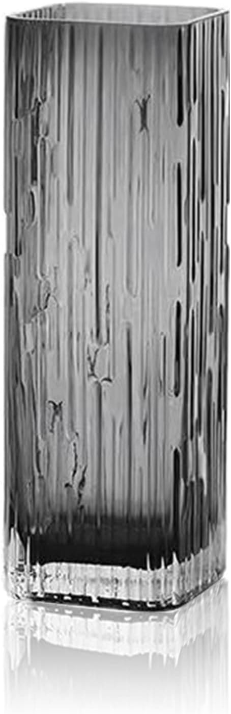 Modern Minimalist Glass Square vase, Crystal Glass vase, vase, Dry vase (Grey)