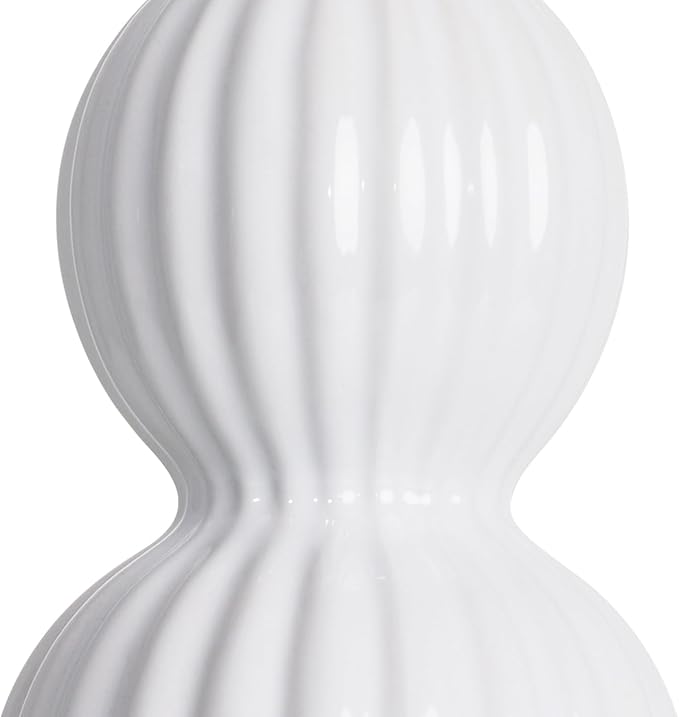 28" White Ceramic Table Lamps Set of 2, Modern Bedside Lamps for Night Stands, Triple Gourd Table Lamp for Living Room End Table or Bedroom Nightstand (2 LED Bulbs Included)