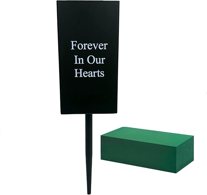 Metal Grave Vase Flower Holder in Ground Cemetery Vase Grave Decorations with Spikes and Floral Foam (Square) Black