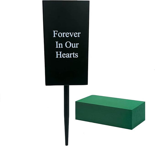 Metal Grave Vase Flower Holder in Ground Cemetery Vase Grave Decorations with Spikes and Floral Foam (Square) Black