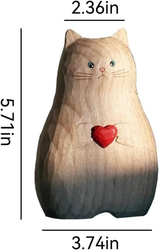 Wooden Color Cat Vase Handmade - BSELUTNGY Cute Creative Desktop Ornament and Healing Series for Office Decor Animal Design