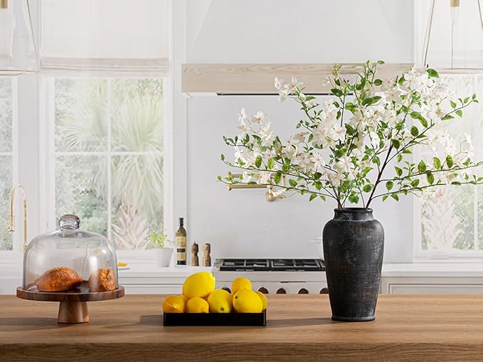 Large Ceramic Rustic Vase, 11 Inch Tall Flower Vase Rustic Farmhouse Decorative Vase Floral Pottery Vases for Home Decor Table Living Room Entryway Mantel Bookshelf Bedroom Bathroom Kitchen - Black