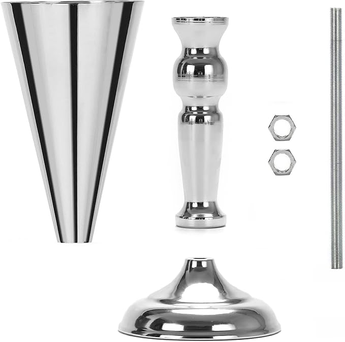 Tabletop Metal Wedding Flower Trumpet Vase Table Decorative Gold,Silver Candlestick Holders Flower Vase Stand Wedding Road Lead Tall Flower Holders (Silver, 10xM)