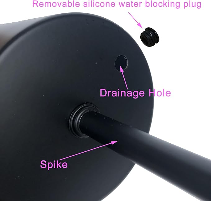 Metal Grave Memorial Vase Flower Holder in Ground Cemetery Vase Grave Decorations with Spikes and Floral Foam (Round) Black