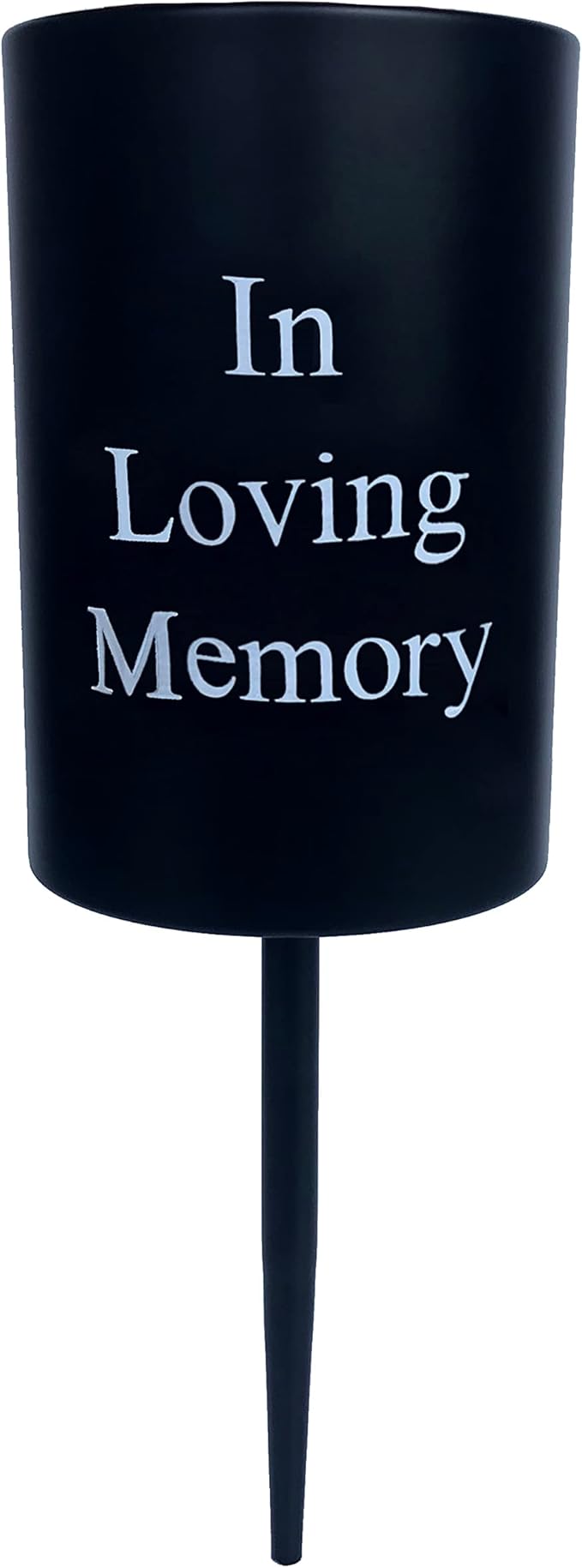 Metal Grave Memorial Vase Flower Holder in Ground Cemetery Vase Grave Decorations with Spikes and Floral Foam (Round) Black
