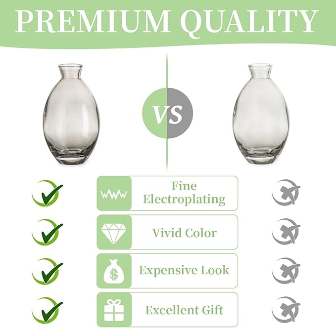 Glass Bud Vase for Centerpieces, 6Pcs/2Sets Glasseam Modern Gray Mini Small Vases for Flowers Bulk Flower Vase Set Aesthetic Cute Handmade Tiny Short Wedding Table Centerpiece Decor