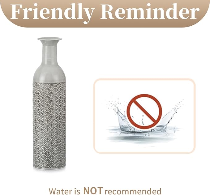 Sziqiqi Tall Extra Large Floor Vases - 21.65/27.56in Glazed Metal Set of 2 Big Oversized Vases for Pampas Grass, Twigs - Vintage Grey for Living Room, Bedroom, Home, Farmhouse