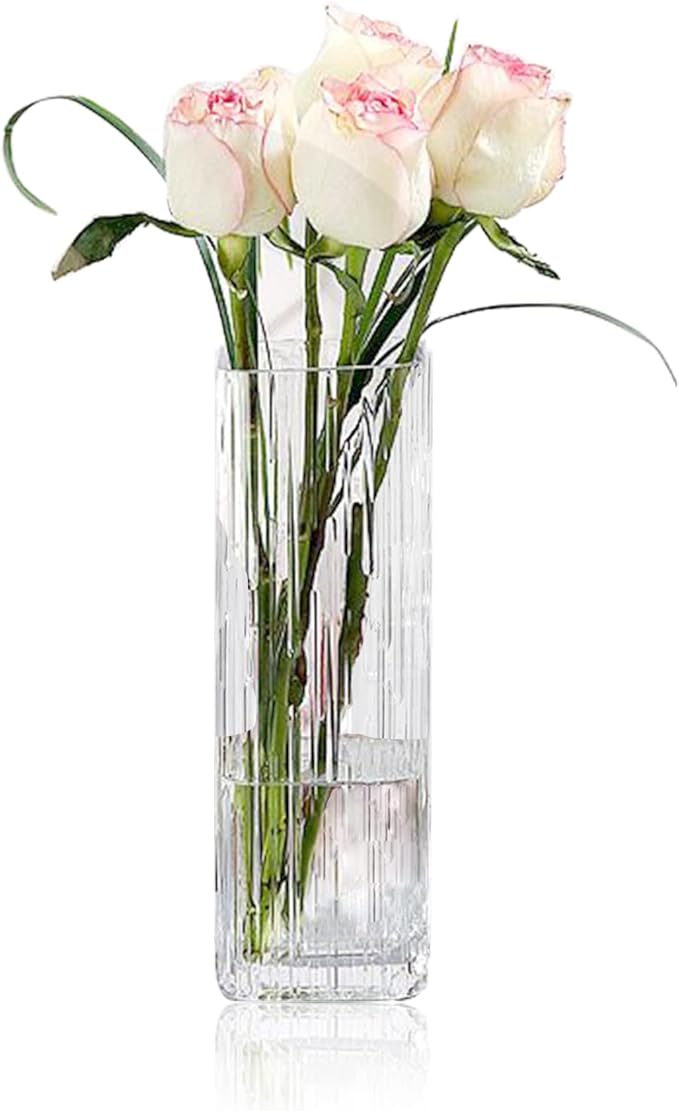 Modern Minimalist Glass Square Vase, Crystal Glass Vase, White