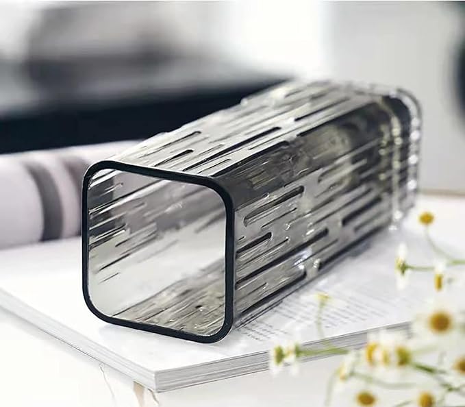 Modern Minimalist Glass Square vase, Crystal Glass vase, vase, Dry vase (Grey)