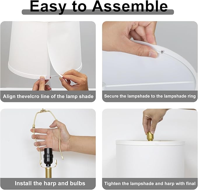 25" Ceramic Table Lamps Set of 2, Modern Double Gourd Ceramic Table Lamp for Living Room，White Rustic Farmhouse Bedside Nightstand Lamps with Fabric Shades for Bedroom Desk End Table Home Office Decor