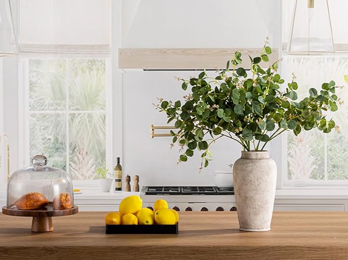 Ceramic Large Flower Vase, 11 Inch Tall White Rustic Vase Farmhouse Decorative Vase Floral Pottery Vases for Home Decor Table Living Room Entryway Mantel Bedroom Bathroom Kitchen - Rustic White