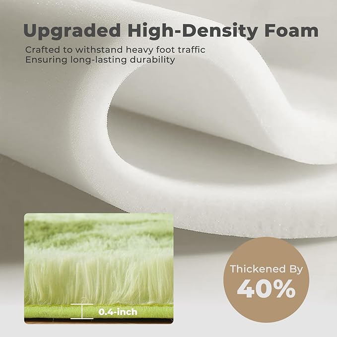 OPPODREAM Round Rugs 5ft for Play Room, Ultra Soft Circle Rug for Bedroom, 5 ft Fluffy Kids Carpet with 0.4" Thick Non-Slip Backing, Long Pile Shag Carpet, Fuzzy, Shaggy, Tie-dye Light Green & Green