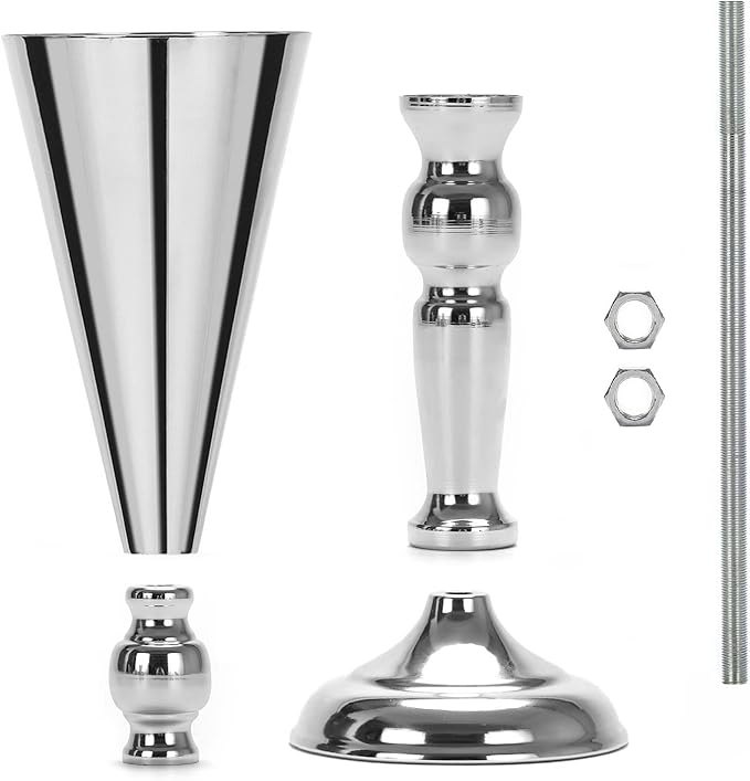 Tabletop Metal Wedding Flower Trumpet Vase Table Decorative Gold,Silver Candlestick Holders Flower Vase Stand Wedding Road Lead Tall Flower Holders