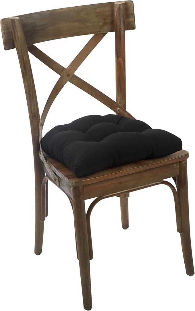 Klear Vu Gripper Overstuffed Universal Non-Slip Dining Chair Cushions for Kitchen Decor or Office Use, U-Shaped Skid-Proof Seat Pad, 15x15 Inches, 2 Count (Pack of 1), Solid Black