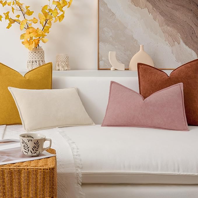 Kevin Textile Waterproof Decorative Pillow Covers Plush Pink 24x24 Inch Pack of 2 Soft Boucle Textured Euro Pillowcases Elegant Accent Pillows for Couch Sofa Chair Bed Home Decor Indoor Outdoor