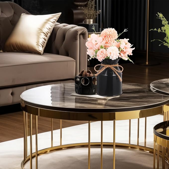 Domensi 5.12 Inch Farmhouse Metal Flower Vase Decor Rustic Galvanized Milk Can Jug Vase with Bow Flower Buckets for Table Centerpiece Fall Halloween Wedding Home Dinging Room Decor(Black,12 Pcs)