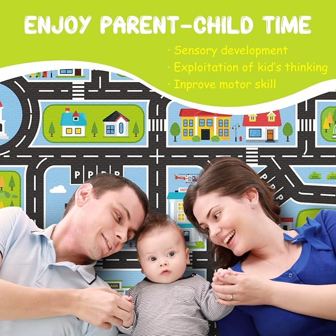 Kids Carpet Car Rug Play Mat, 5'x8' Road Rug Carpet for Kids, City Life Educational Rugs with Non-Slip Road Traffic Rug Mats, Great for Kids Playroom Bedroom Boys Girls