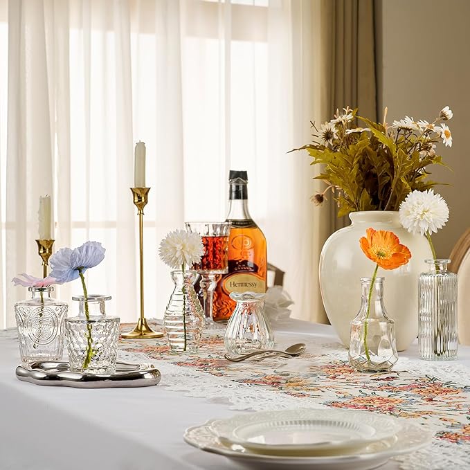 Glass Bud Vase Set of 40 Pcs Small Minimalist Vases for Flowers, Vintage Rustic Home Decor for Table Centerpiece Wedding Party, Modern Clear Aromatherapy Bottle for Living Room Bedroom