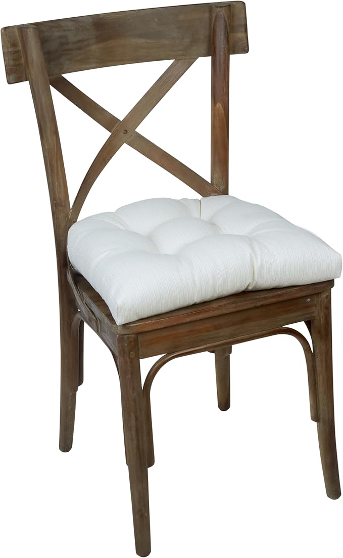 Klear Vu Gripper Overstuffed Universal Non-Slip Dining Chair Cushions for Kitchen Decor or Office Use, U-Shaped Skid-Proof Seat Pad, 15x15 Inches, 2 Count (Pack of 1), Solid Ivory