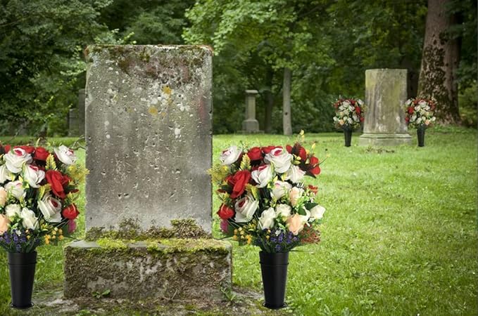 Metal Grave Vase Flower Holder in Base Graveyard Vase Grave Decoration Flower Foam