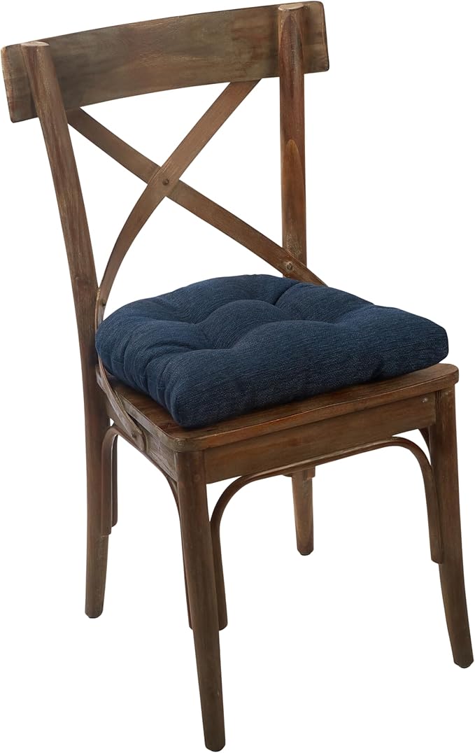 Klear Vu Gripper Overstuffed Universal Non-Slip Dining Chair Cushions for Kitchen Decor or Office Use, U-Shaped Skid-Proof Seat Pad, 15x15 Inches, 2 Count (Pack of 1), Solid Indigo Blue