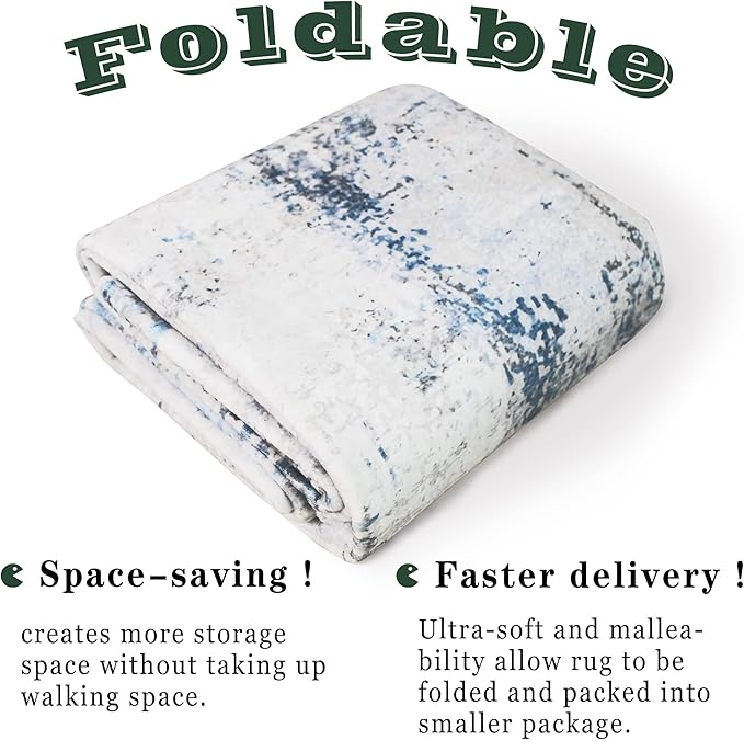 vivorug Round Rug 6ft Abstract Round Area Rug Non-Slip Indoor Carpet for Living Room Bedroom Entryway, Stain Resistant Home Decor Circle Rug, Grey/Navy