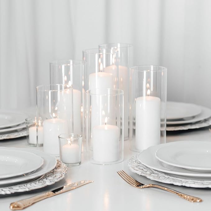 Yummi Set of 36 Slim Pillars and Cylinder Vases - White