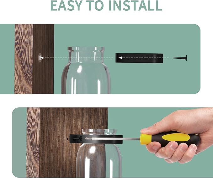 2 Pack Wood Glass Wall Sconces, Farmhouse Planters for Indoor Plants, Rustic Decor for Living Room, Hanging Vase (Brown)