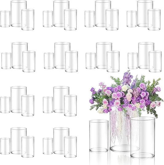 36pcs Glass Vase Cylinder for Centerpieces Small Flower Glass Clear Home Decor Centerpiece Table Flower Vase Decorations for Wedding＆Holiday 4,4.7,6Inch Tall