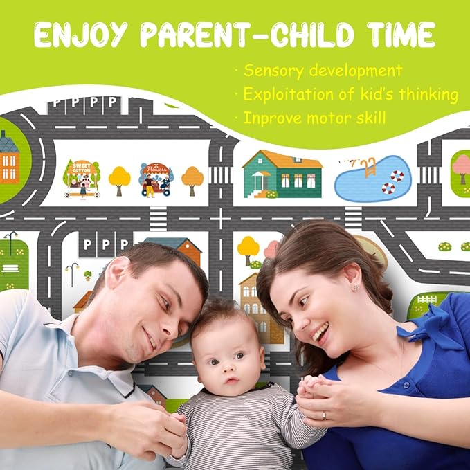 Kids Carpet Car Rug Play Mat, 5'x8'Road Rug Carpet for Kids, City Life Educational Area Rugs with Non-Slip Road Traffic Floor Rug Mats, Great Ideal Gift for Kids Playroom Bedroom Boys