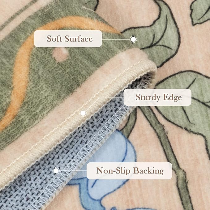 OJIA Washable Rugs 8x10, Soft Floral 8x10 Area Rugs for Living Room, Animal Non-Slip Bedroom Rug Ultra-Thin Boho Large Carpet for Nursery Dining Room Office Kids Playroom, Green