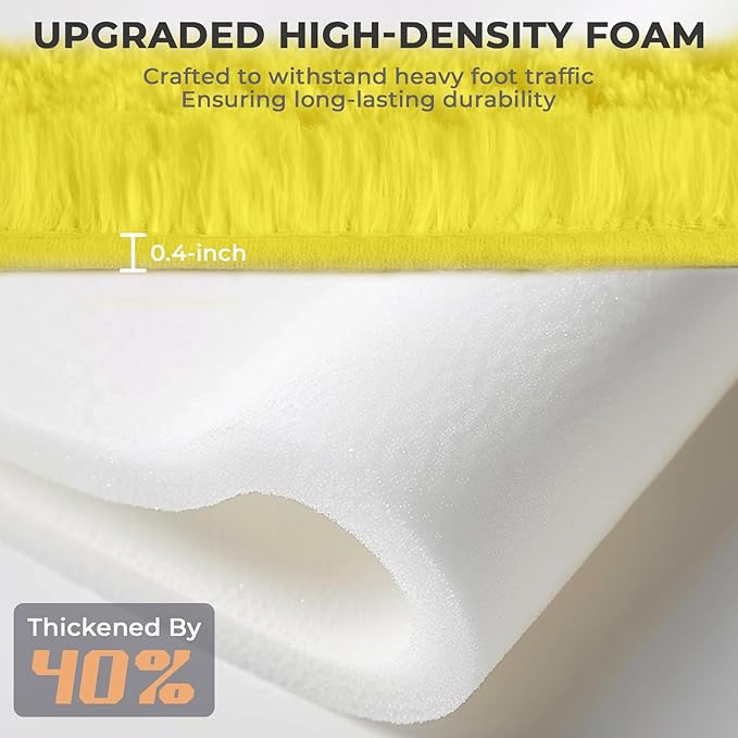 OPPODREAM 4ft Yellow Circle Rug for Bedroom, Ultra-Soft Round Rugs 4-ft for Living Room, Fluffy Carpet for Nursery, Kids, Girl, Boy, Baby, Plush, Fuzzy, Shag, Shaggy, Cute Home Decor