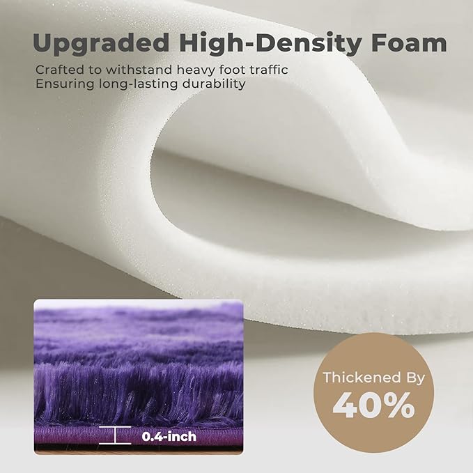 OPPODREAM Round Rugs 5ft for Play Room, Ultra Soft Circle Rug for Bedroom, 5 ft Fluffy Kids Carpet with 0.4" Thick Non-Slip Backing, Long Pile Shag Carpet, Fuzzy, Shaggy, Tie-dye Purple & Blue