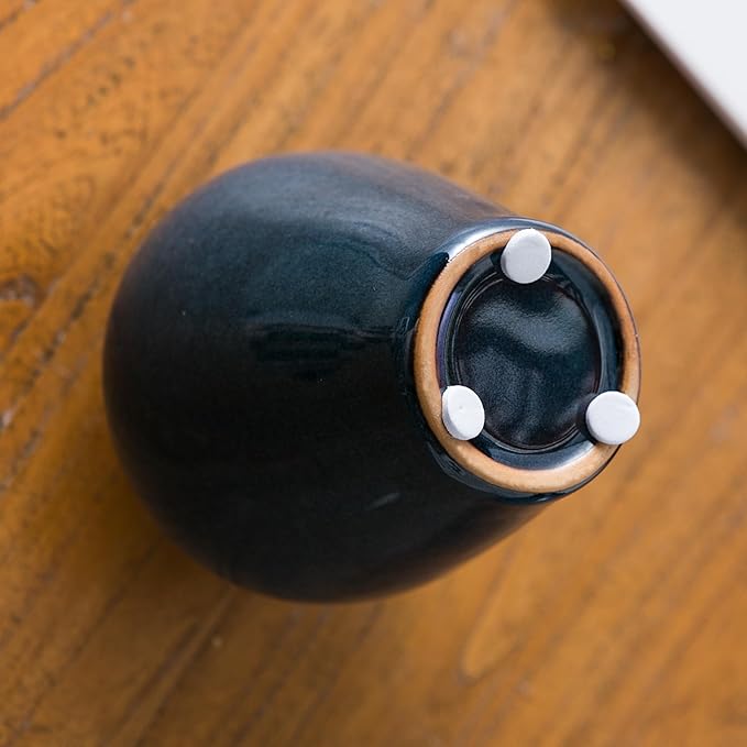 Blue Bud Vase Set of 5 – Small Ceramic Vases for Modern Boho Decor, Mini Pottery Vases for Living Room Fireplace, Centerpiece Table Decorations